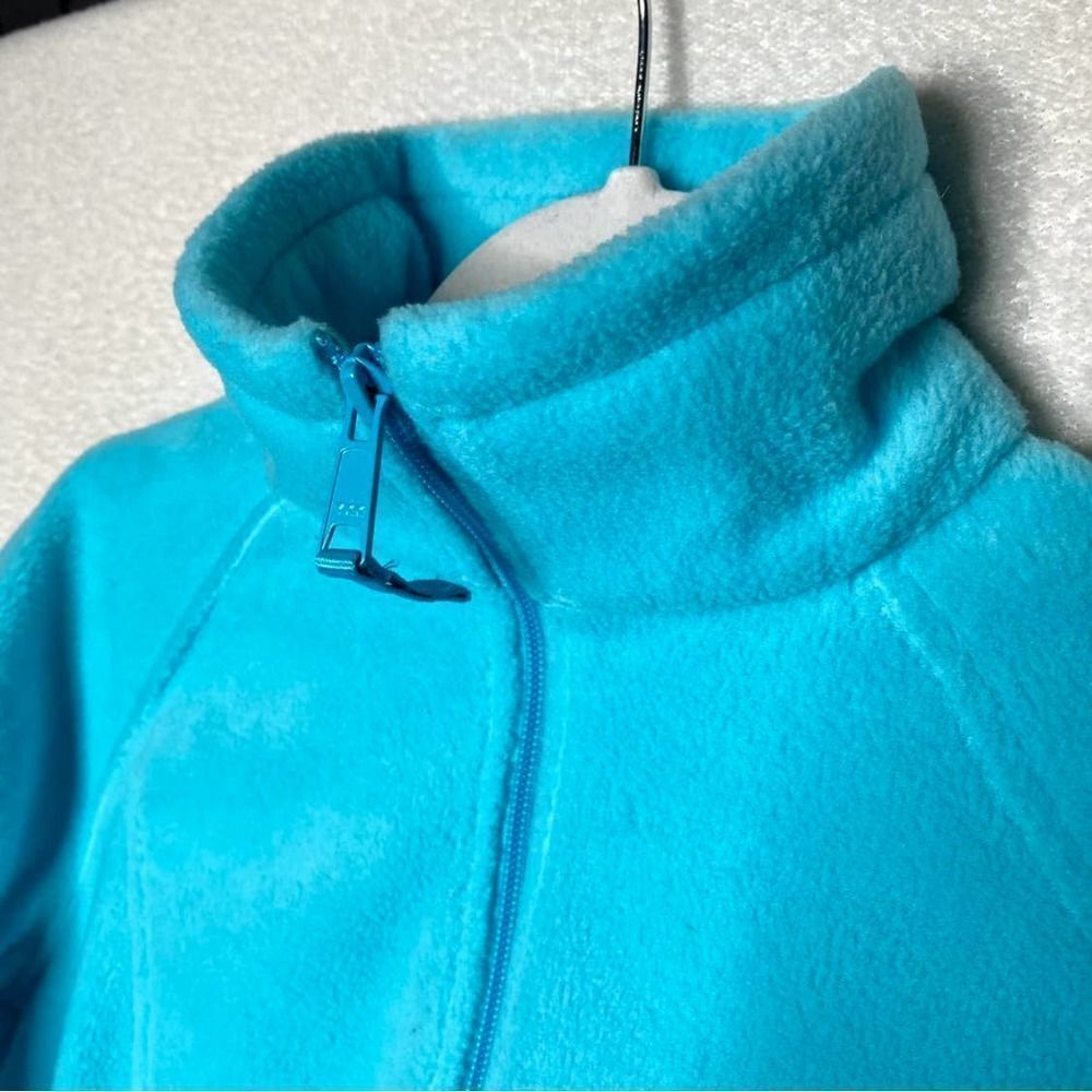 Columbia Full Zip Long Sleeve Mock Neck Fleece Jacket Zipper Pockets Blue Small - Picture 3 of 10